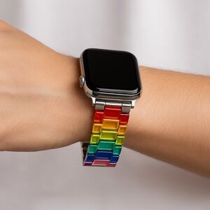 Rainbow Stainless Steel Link Apple Watch Band – Fits 38/40/41mm